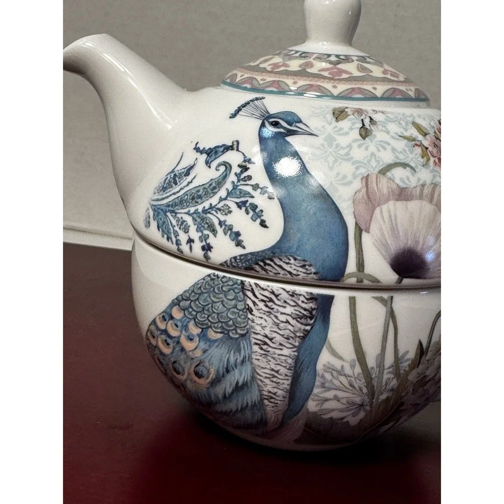 Delton Products Peacock Porcelain Tea for One Set  5.8